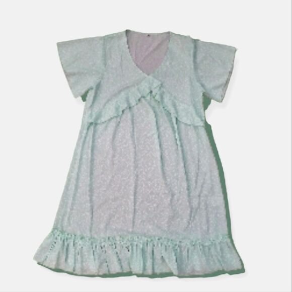 NWT KIRUNDO Womens Ruffle Flowy Swing Dress Short Sleeve V Neck Loose Fit - Picture 5 of 6